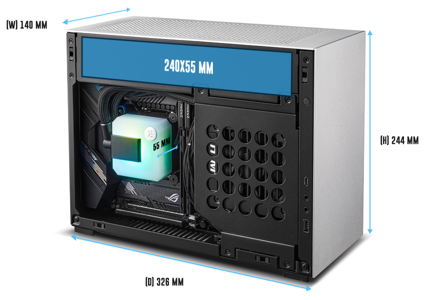 コンパクトながらも3スロットGPUを搭載可能なMini-ITXケース「A4-H2O